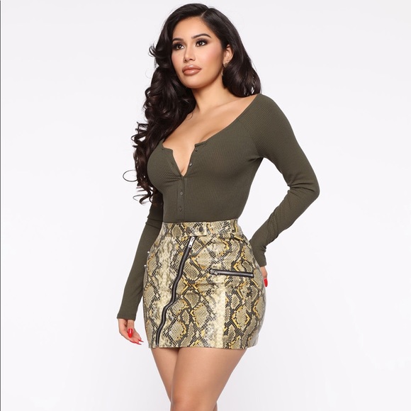 Fashion Nova Tops - Olive bodysuit